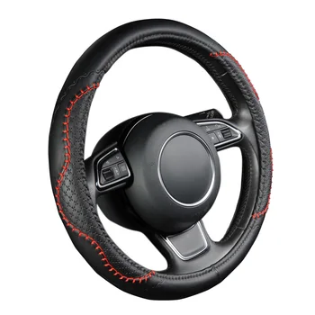 

AUTOYOUTH Car Steering Wheel Cover Sporty Wave Pattern With Red Line Stitching Fits 38cm Diameter Car Accessories Car-styling