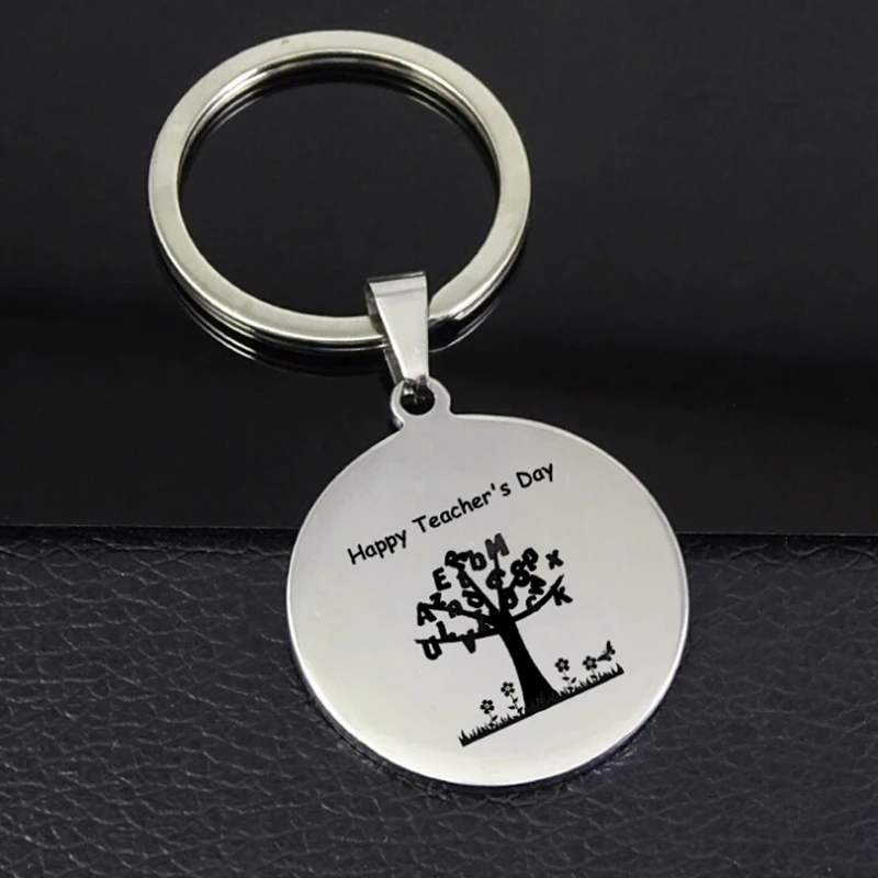 

1pc Engraved Happy Teacher's Day Keychain Keyrings Best Gift for Teacher