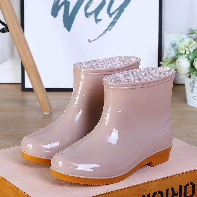 Botines de goma para mujer, zapatos de lluvia, cálidos, baratos e  impermeables, Color Rojo| | - AliExpress