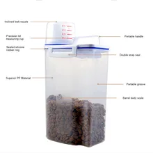 Контейнер для хранения корма для домашних животных герметичный контейнер для продуктов для собак и кошек с мерным стаканом прозрачный 2,5 л TP899