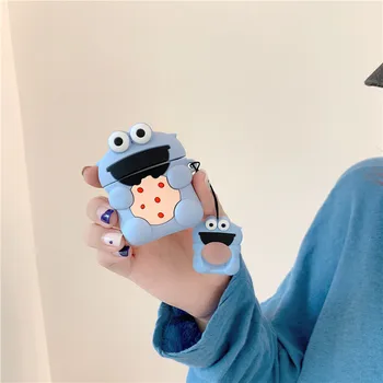 

Cute 3D Sesame Street Cartoon Biscuits Cookie Silicone Ring Buckle Case for Airpods 2 Bluetooth Earphone Cover Accessories Case