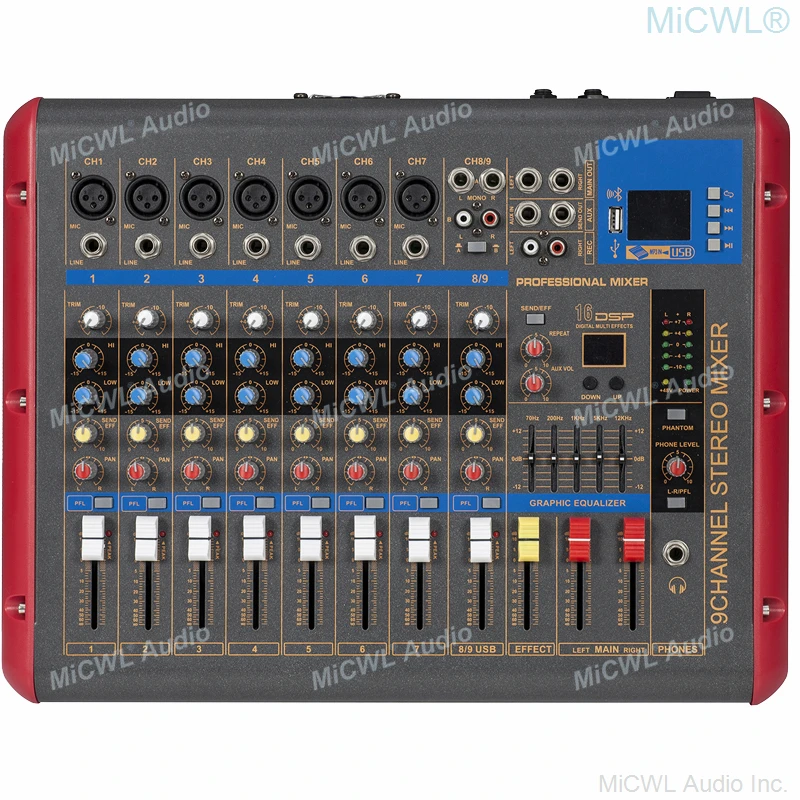 XR9 9 Channel Mixer 9-Input 2-Bus 2 Stereo