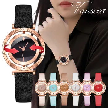 

vansvar Women's Casual Quartz Leather Band Strap Spin Watch Analog Wrist Watch Fashion High-end Bracelet for Women's wristwatch