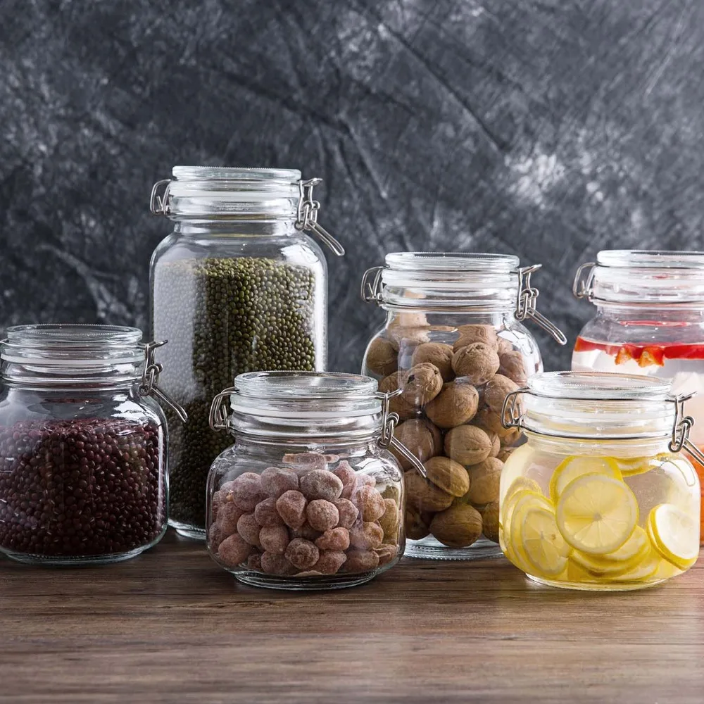 750-2200ML Stainless Steel Buckle Glass Storage Containers Bottle Food Storage Jar Kitchen Passion Fruit Enzyme Sealed Can