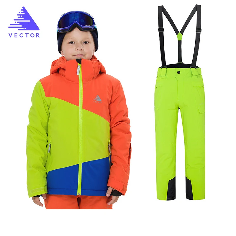 Детские зимние лыжные комплекты; детский зимний костюм; пальто; лыжный костюм; одежда для катания на лыжах и сноуборде для мальчиков; Водонепроницаемая куртка+ брюки - Цвет: Boys12