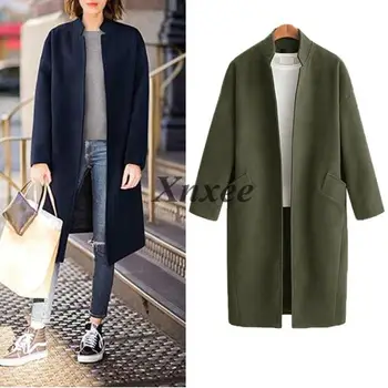 

Winter Fashion Women Long Wool Blends Coat Elegant Casual Thick Cardigan Solid Female Cashmere Overcoat Plus Size 4XL