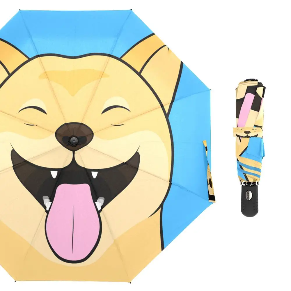 

Laughing Shiba Inu Dog Umbrella Automatic Ultra-light Windproof Folding Umbrella Rain Women 8K Girls Umbrellas Travel Paraguas