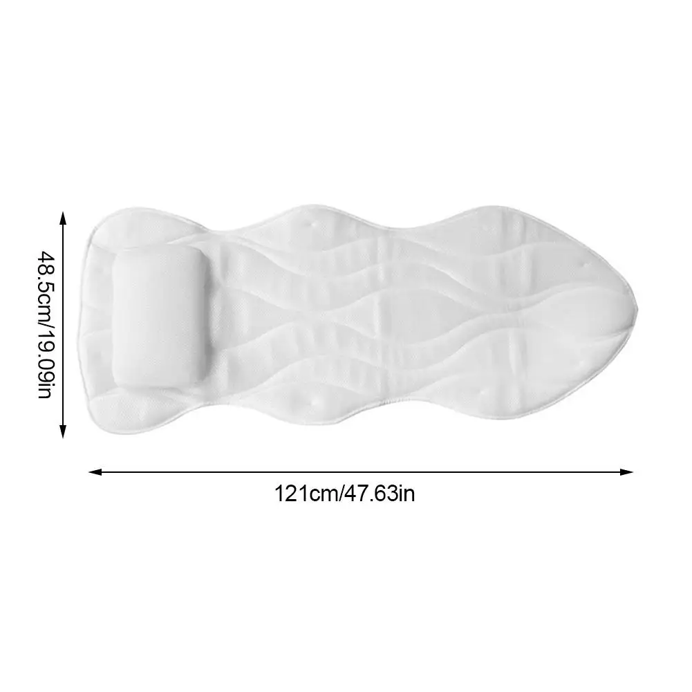 3D Full Body Bath Pillow Non-Slip Bath Bed Breathable Cushion Spa Bathtub Mattress for Head Neck Shoulder Support 20E