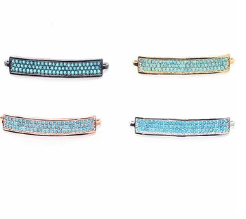 

36*5mm tube crystal micro pave cz zircon cubic zirconia beads copper silver gold plated bracelet necklace accessories zdr324