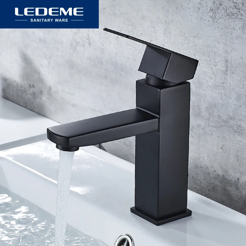 LEDEME Смеситель для умывальника с гайкой латунь Цвет: хром L1033|basin faucet|waterfall faucettap mixer