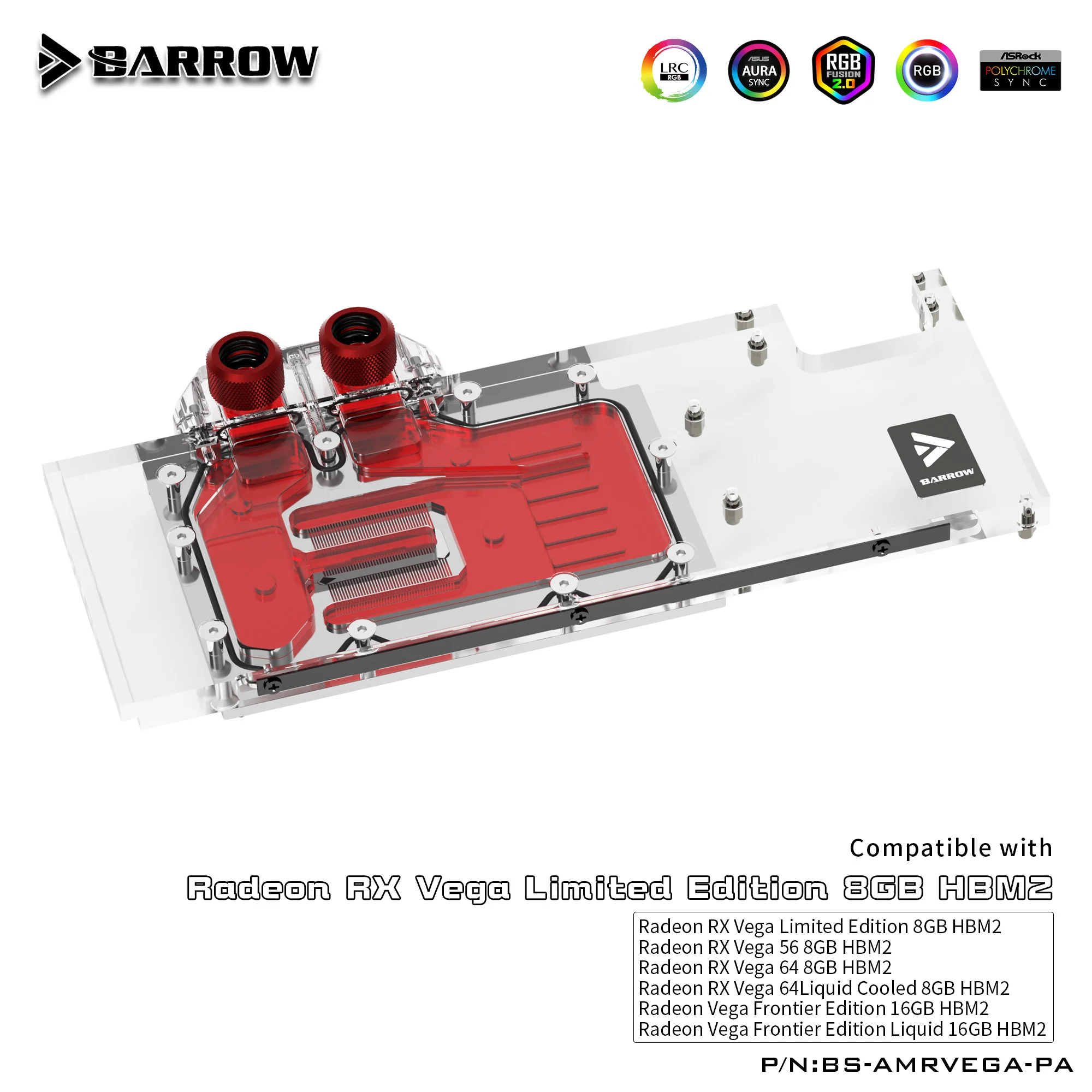 BARROW Full Cover Graphics Card Block use for AMD Radeon RX VEGA 64 / Public Version VEGA 56 Frontier GPU Radiator Copper Block