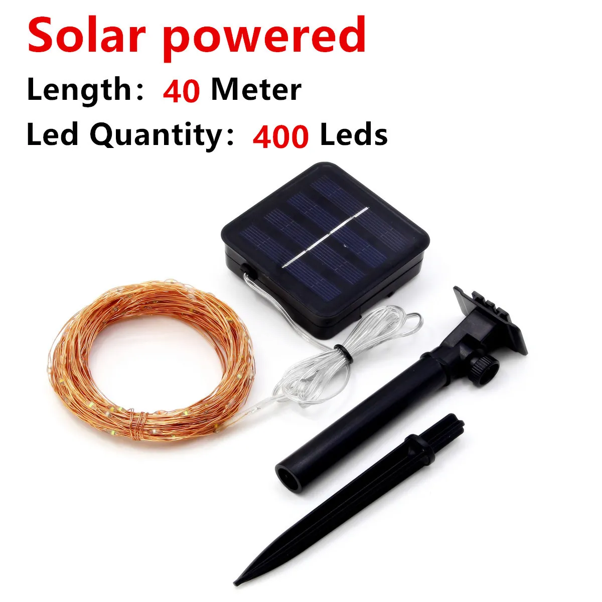 40m Solar String Открытый солнечный светильник USB светодиодный гирлянда светильник Фея медный провод водонепроницаемый Рождественская елка Свадебная вечеринка украшения 5 м 10 м 20 м - Испускаемый цвет: 40m Solar String