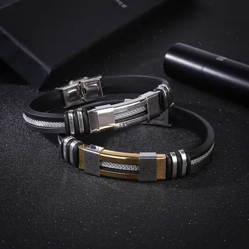 

12Pcs/lot Silicon Steel Bracelet Fashionable Titanium Steel Bracelet for Men and Women