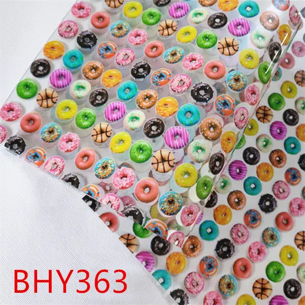 5 листов А4 20*33 см Мультфильм прозрачный УФ пончик печати ткани лист BHY363 - Цвет: BHY363