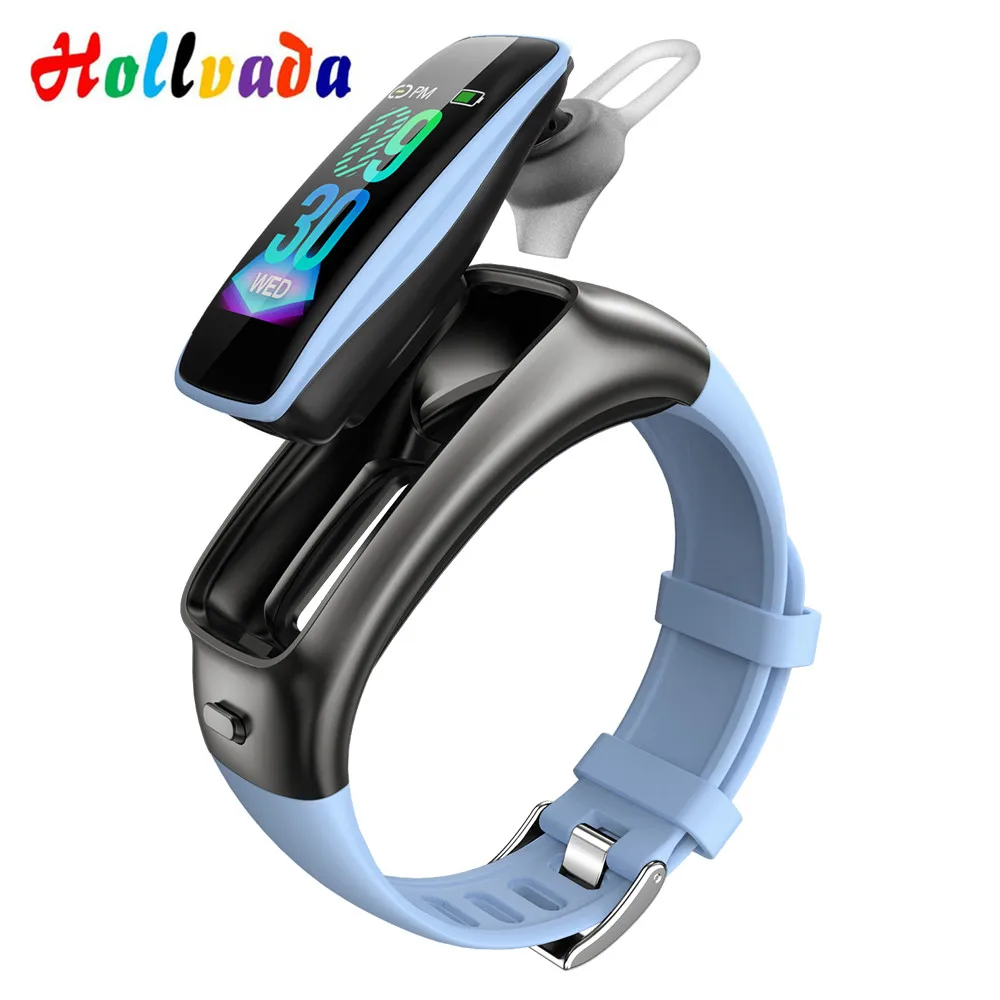 black light blue Умные часы TB02 2 в 1 с bluetooth-наушниками siri BT, управление музыкой, фитнес-трекер, спортивные умные часы для Android iOS - Цвет: black light blue