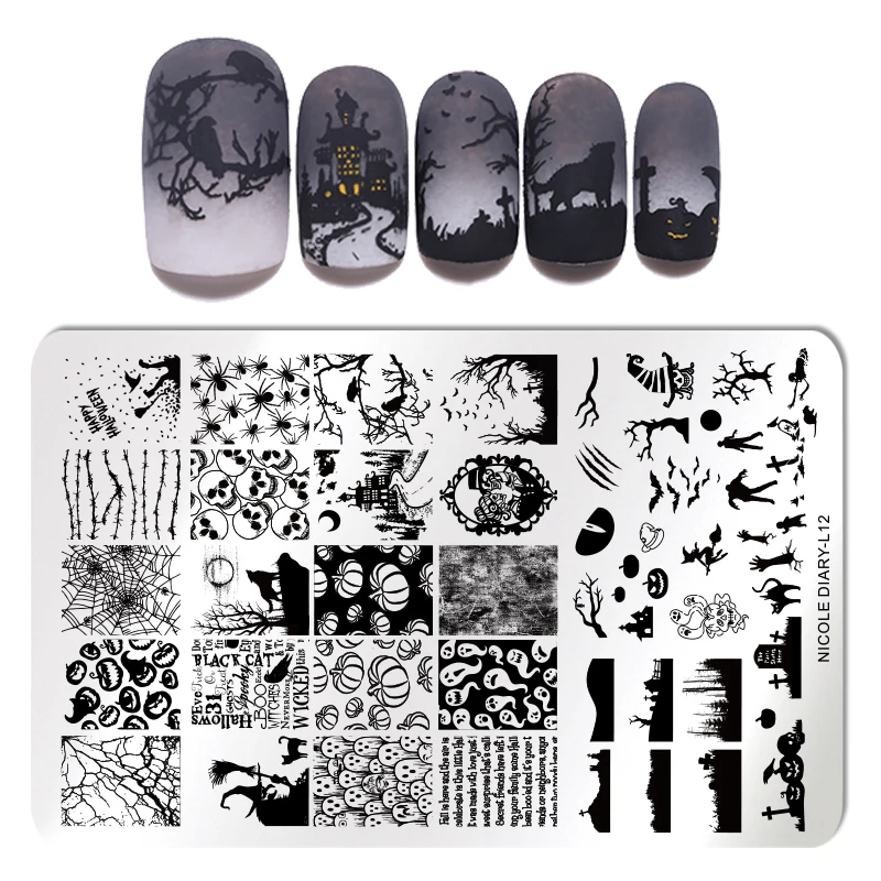 NICOLE DIARY мраморные кокосовые пластины для штамповки ногтей летние цветочные геометрические штампы шаблоны для дизайна ногтей печатные трафареты инструменты - Цвет: L12