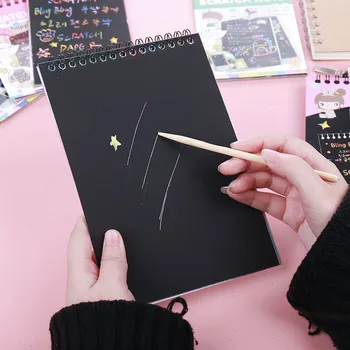 

1 book Magic Color Rainbow Scratch Art Paper Doodle Pad Painting Note Book Early Learning DIY Drawing Toys Coloring Kids Doodle