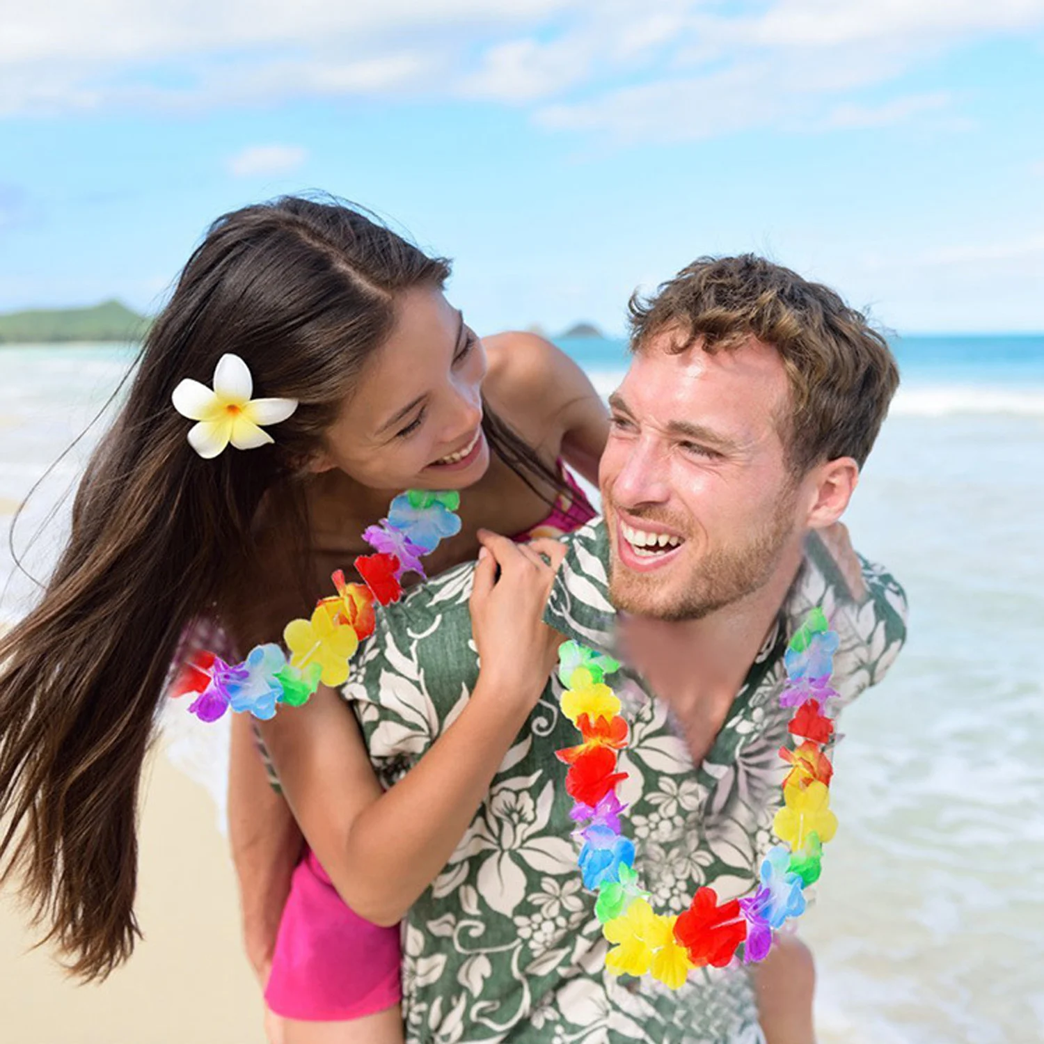 Besegad 10 шт. Гавайская гирлянда цветов для Гавайской вечеринки цветы ожерелье гирлянда с 10 Лист временная татуировка для тропических