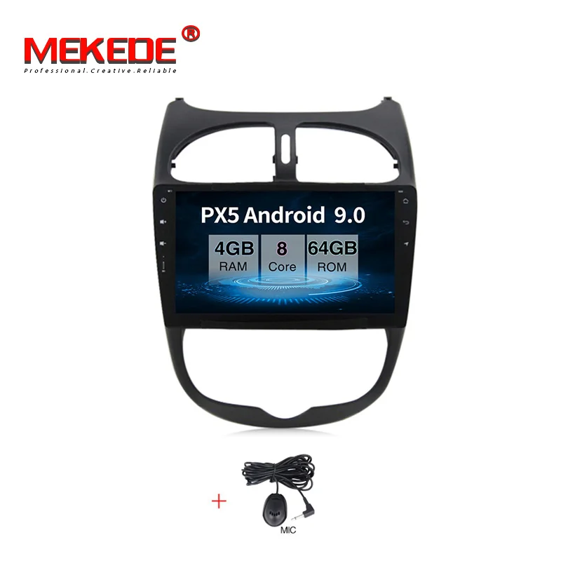 PX5 MEKEDE полный сенсорный экран четырехъядерный android 9,0 автомобильный Радио gps Мультимедиа для peugeot 206 2000- с WiFi 3g Bluetooth USB - Цвет: PX5