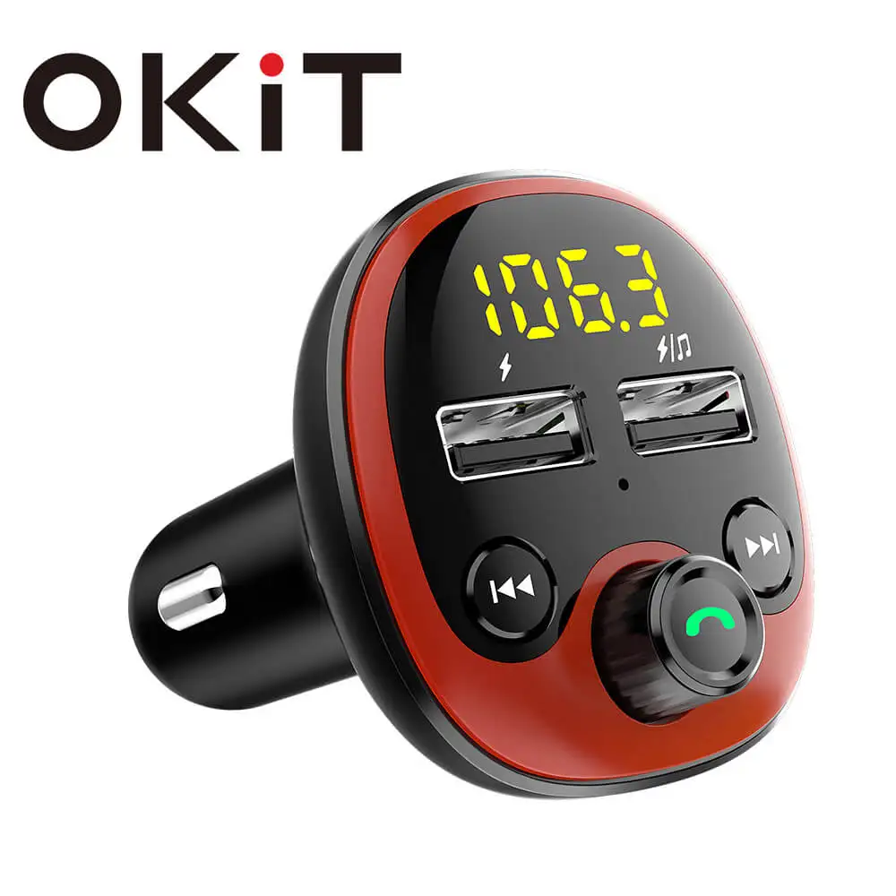 multifunzione vivavoce Bluetooth nero Trasmettitore FM auto lettore MP3/ Radio Handsfree Car Kit con 2/ porte USB di ricarica