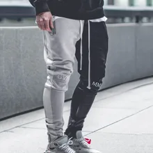 Модные брюки мужские повседневные однотонные Свободные Лоскутные цветные спортивные брюки для бега мужские Joggingbroek спортивные брюки pantalon