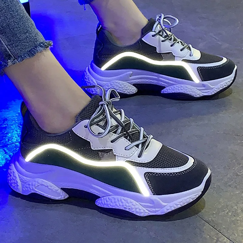 Женские кроссовки со светоотражающей подошвой на платформе tenis feminino женская