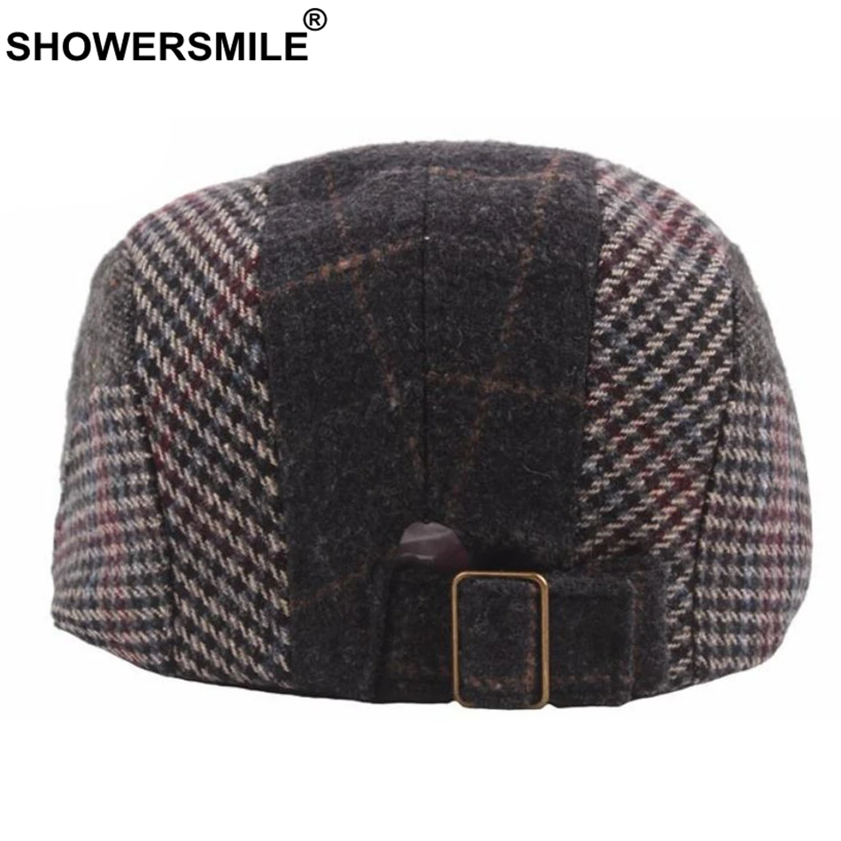 Кепка SHOWERSMILE в стиле пэчворк береты клетку плоские кепки женские твидовые шапки с