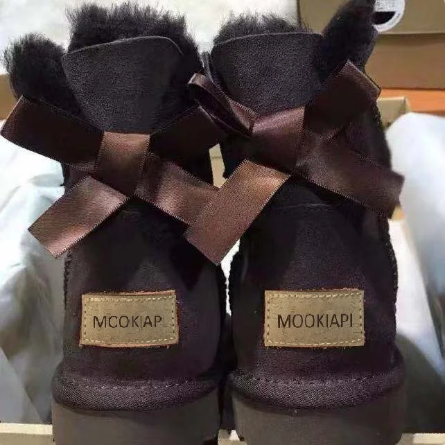 Самая последняя Обувь На Шнуровке в австралийском стиле, г. Натуральная овчина, Натуральная шерсть, женские зимние ботинки наивысшего качества, четыре - Цвет: same picture