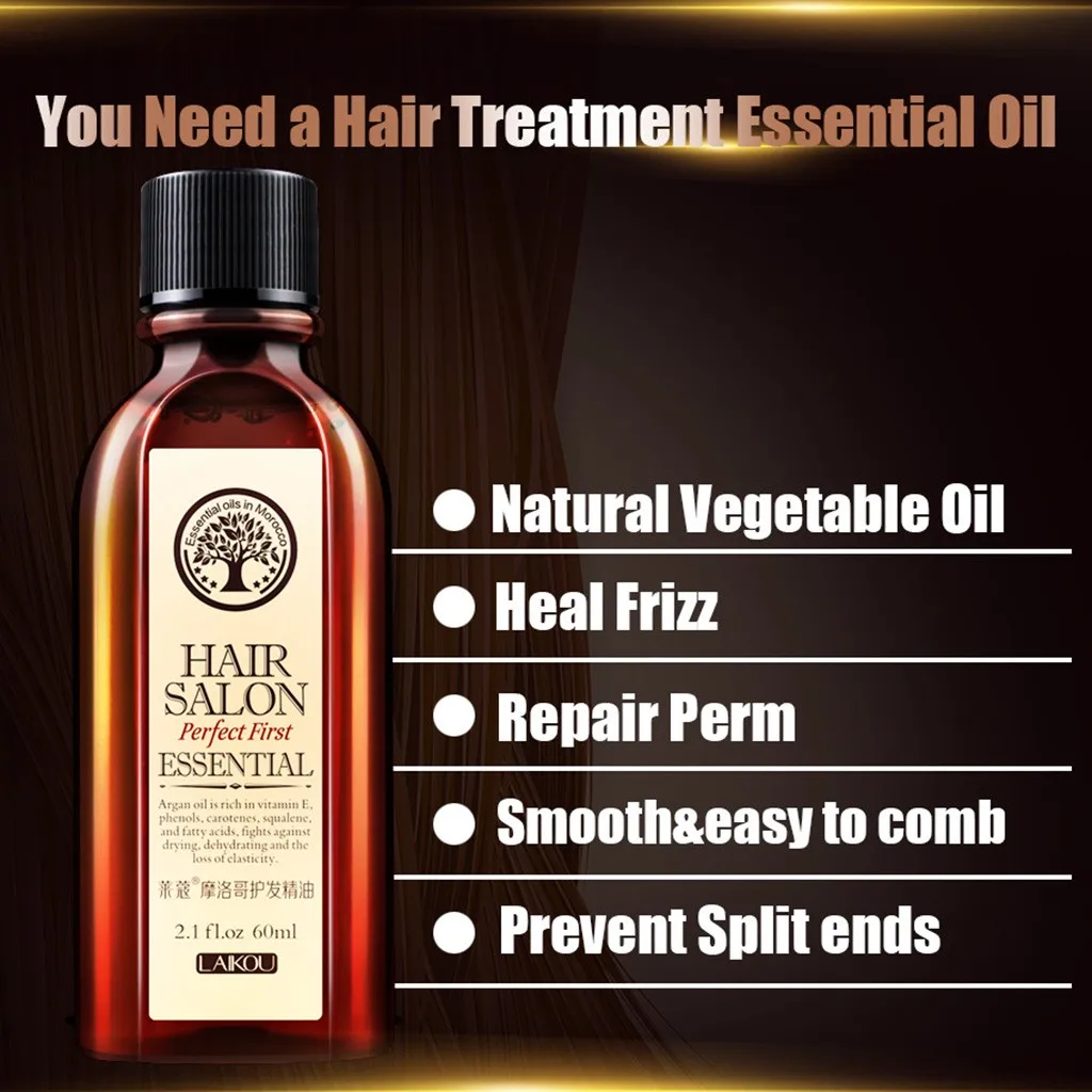 Morocco Hair Care Essential Oil Argan Oil Nourish Scalp Repair Dry Damage Hair Treatment Glycerol Hairdressing 60ml X#3