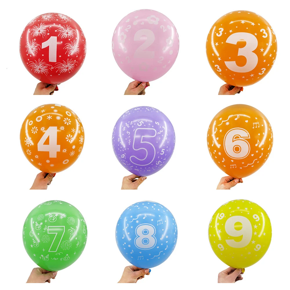 Zljq 10 20 30 Pcs Number 0 1 2 3 4 5 6 7 8 9 Latex Balloons For
