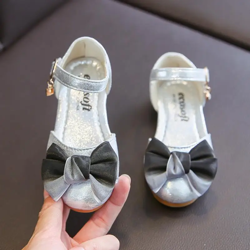 

2020 New Spring Children Shoes Girls Sandals Princes Girl Wedding Party Shoes Closed Toe Bling Bow Tie Kids Sandals Girl