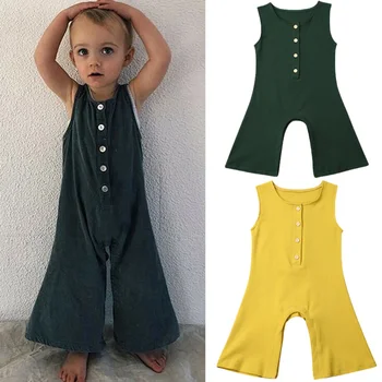 

New Children Kids Overalls Wide Leg Pants Boys Girls Pocket Cotton Overalls Kid Jumpsuits Baby Clothing Jumpsuits Girls Overall