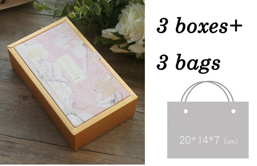 3 box bag set 18,5*11*4,7 см 3 набора золото розовый мрамор особенно дизайн бумажная коробка+ сумка как День рождения Свадьба праздничная подарочная упаковка использования - Цвет: 3 box bag set