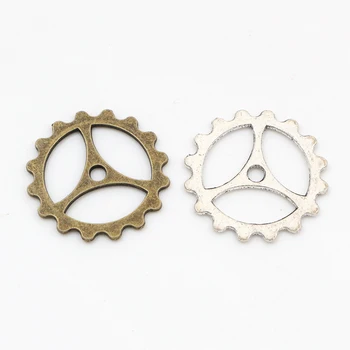 

22x22mm 20pcs Antique Bronze and Antique Silver Plated Gear Handmade Charms Pendant:DIY for bracelet necklace-