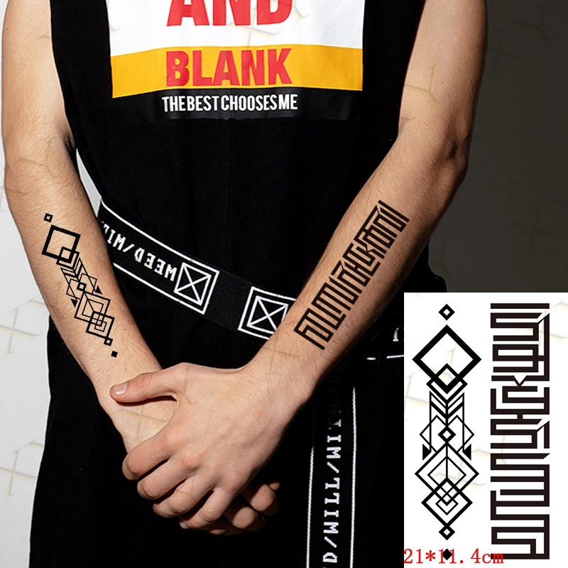 Waterproof Temporary Tattoo Stickers Arabic Words Letter Personality Body Art Arm Fake Tatoo Flash Tatto for Women Men Party
