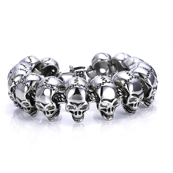 

skull bracelet men stainless steel charm bracelet skeleton chain on hand man Retro men bracelet Gothic hip hop Steampunk fashion