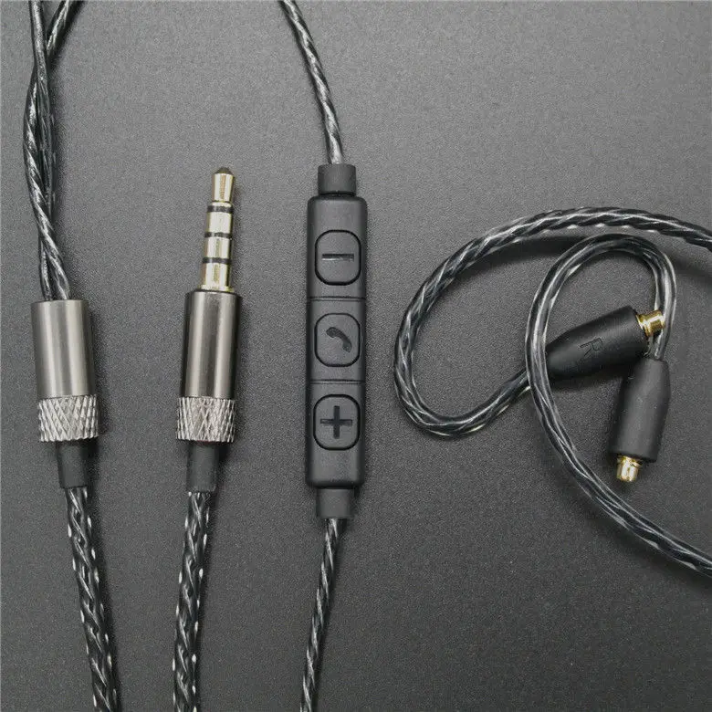 

MMCX Audio Cable Cord Volume Control for Shure SE215/425/535/846 Black with Mic