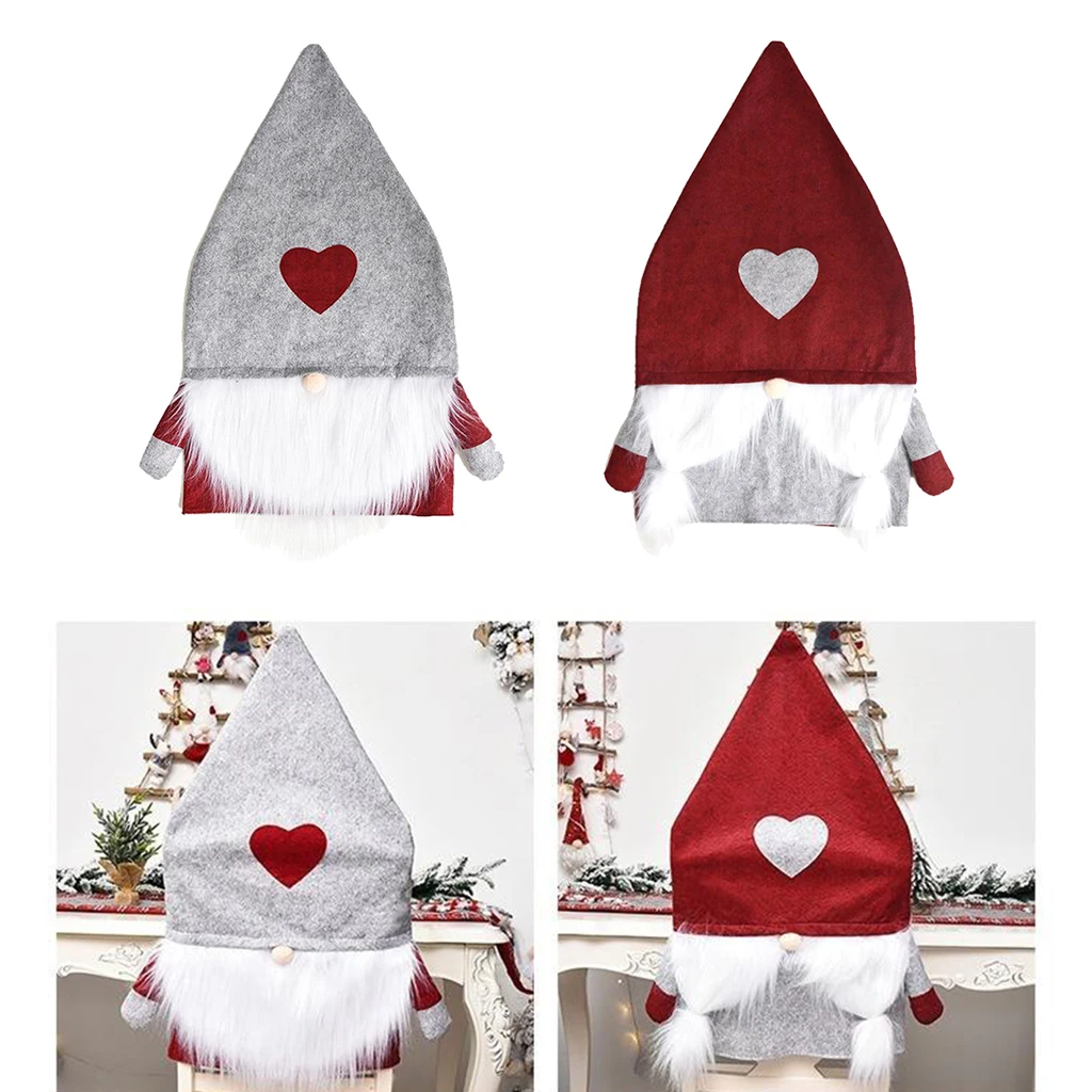 

Chair Back Cover Christmas Party Dinner Dining Chair Santa Hat Cover Decoration
