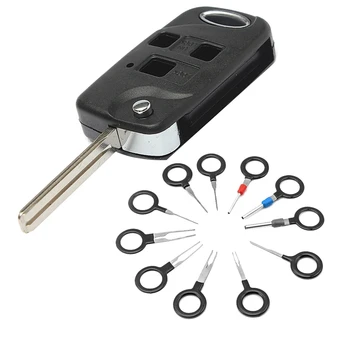 

1x 3 Buttons Flip Key Remote Fob Case for Lexus Is200 & 11 Pieces Car Connector Wire Harness Terminal Extractor Pick