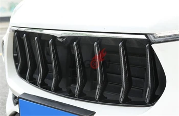 

Car Front Mesh Grille Strips Trim For Maserati Levante 2017+ Carbon Fiber Look 8pcs
