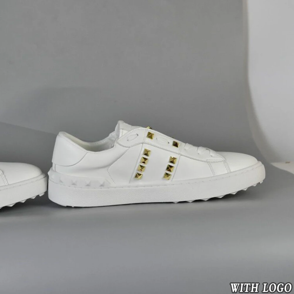 White Shoes Women Mens Fashion Fabric Small Rivet with And for Designer