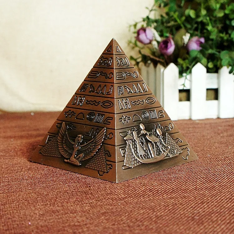 Egyptian Metal Pharaoh Khufu Pyramids Figurine Pyramid Building Statue Miniatures Home Office Desktop Decor Gift Souvenir|souvenir gift|souvenir
