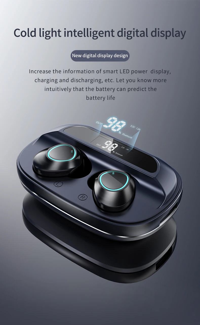 TWS G16 настоящие беспроводные наушники Bluetooth 5,0, музыкальные сенсорные стерео наушники, водонепроницаемые, с шумоподавлением, светодиодный дисплей