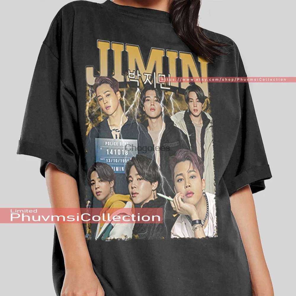 Jimin винтажная рубашка футболка k-pop армейский поклонник подарок Корейская Kpop