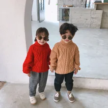 Новая зимняя детская одежда свитер для девочек Детский свитер с высоким, плотно облегающим шею воротником и утолщением свитер для мальчиков