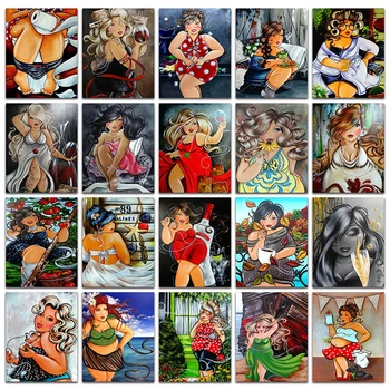 

DIY Painting By Numbers Fat Ladies Cartoon Kit Coloring By Numbers 40x50cm Wall Art Picture Acrylic Canvas Paintings Home Decor
