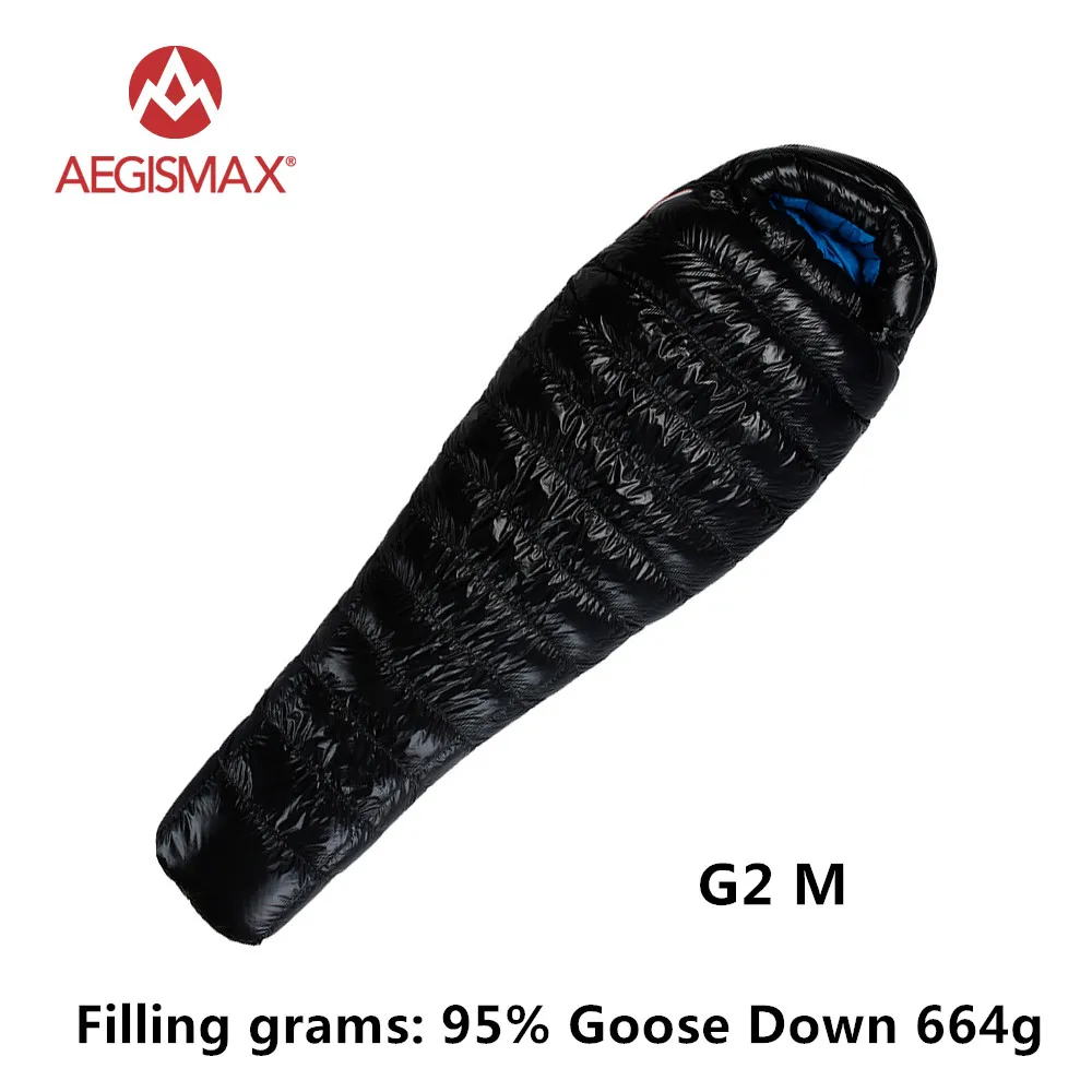 G2 M black AEGISMAX G серия 95% белый гусиный пух Мумия зимний спальный мешок для кемпинга сверхлегкий дизайн перегородки сплайсинга удлиненный FP800 - Цвет: G2 M black
