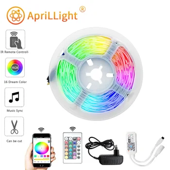 

LED Strip Light RGB 5050 Flexible Ribbon fita led light strip RGB 5M 10M 20M Tape Diode DC 12V 24V+ Wifi24-key Control +Adapter