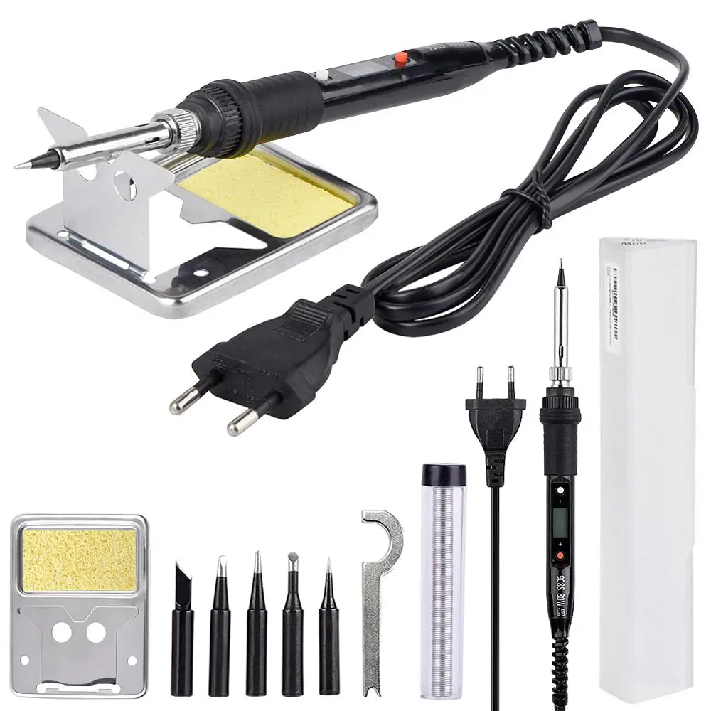 JCD LCD Electric Soldering iron kits 80W 220V adjustable temperature welding machine solder iron tool kit soldering tips 908S