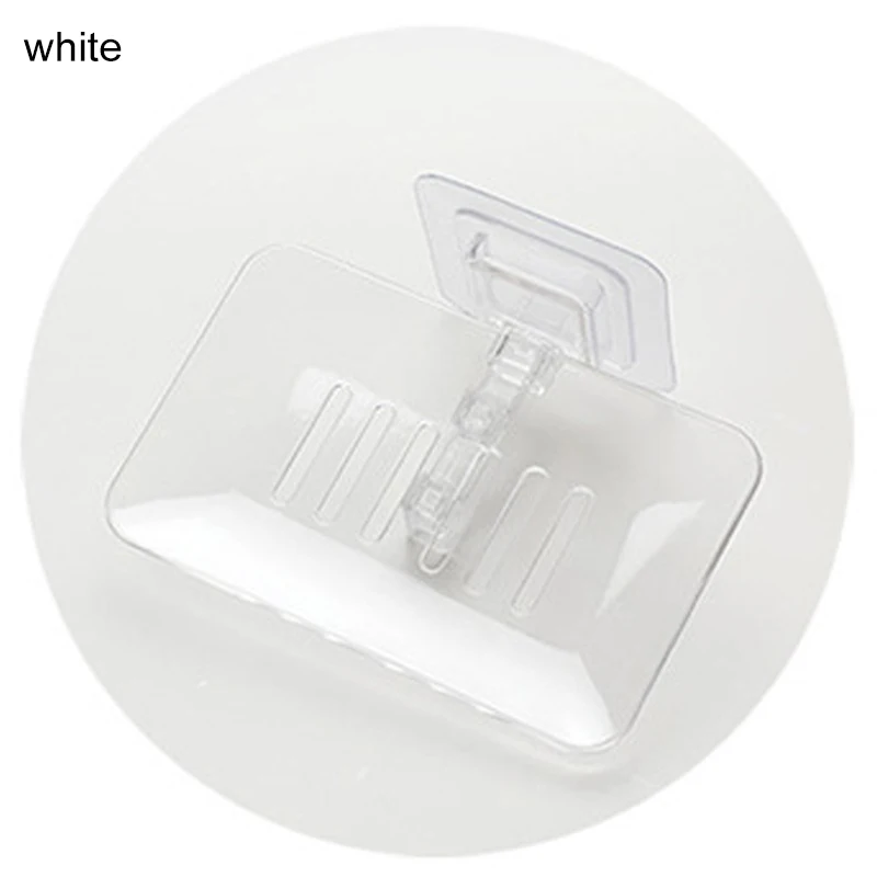 Wall Mounted Plastic Kitchen Hanging Shelf Soap Storage Rack Soap Box Soap Dishes Drain Sponge Holder Bathroom Organizer - Цвет: Белый